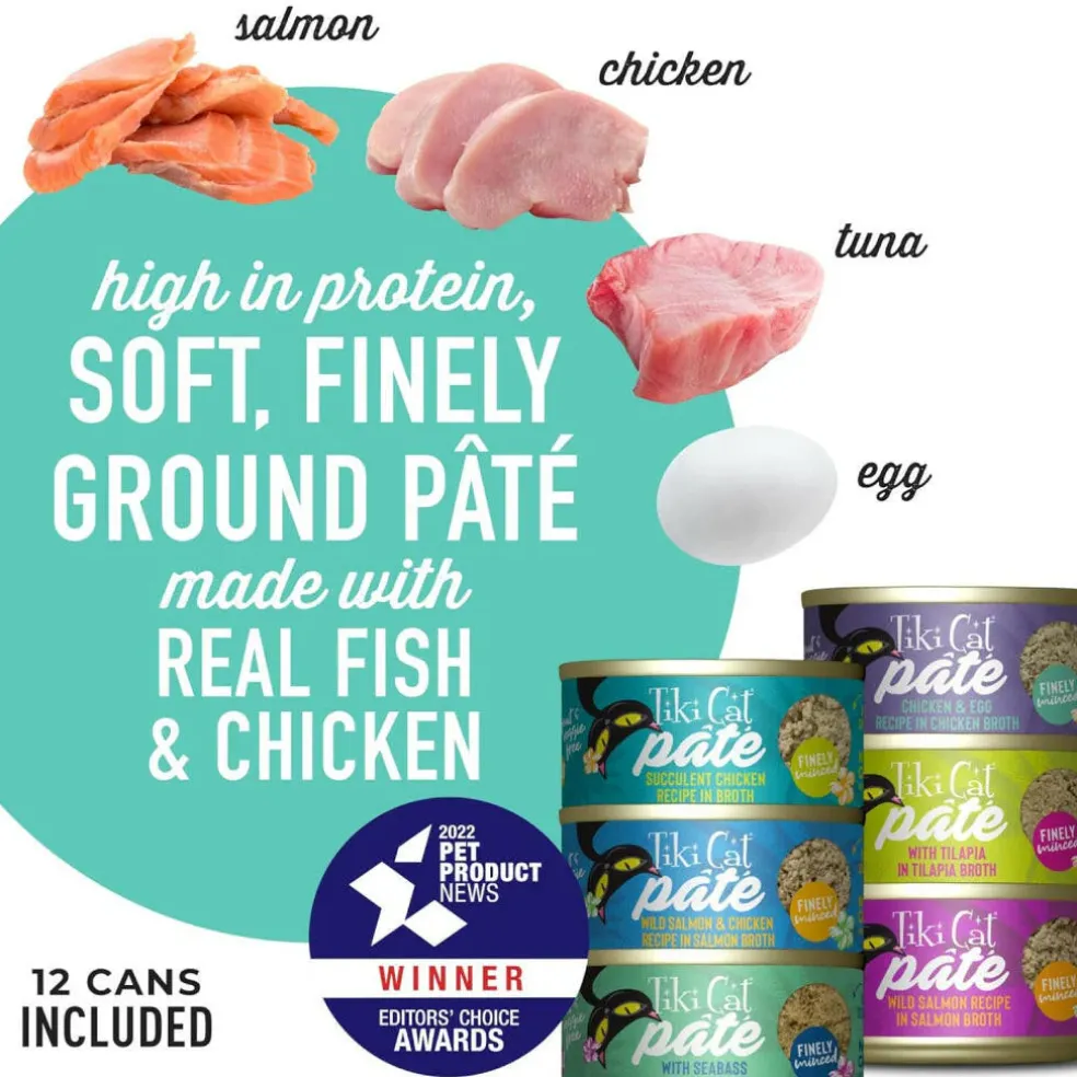 Tiki Cat Luau Pate Grain-Free Wet Food for Cats -Variety Pack (2.8 oz x 12 cans)
