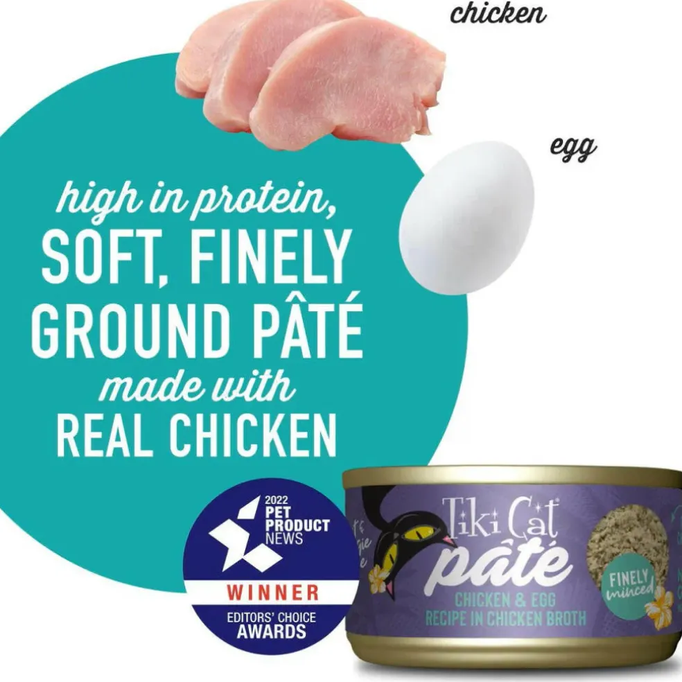 Tiki Cat Luau Pâté Chicken and Egg Recipe in Chicken Broth Wet Canned Food For Cats (2.8 oz x 12 cans)