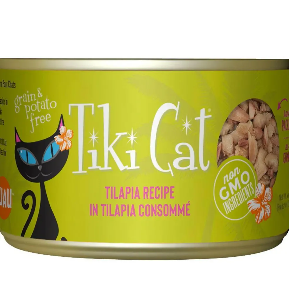 Tiki Cat Luau Tilapia in Tilapia Consomme Grain-Free Canned Food For Cats (6 oz x 8 cans)