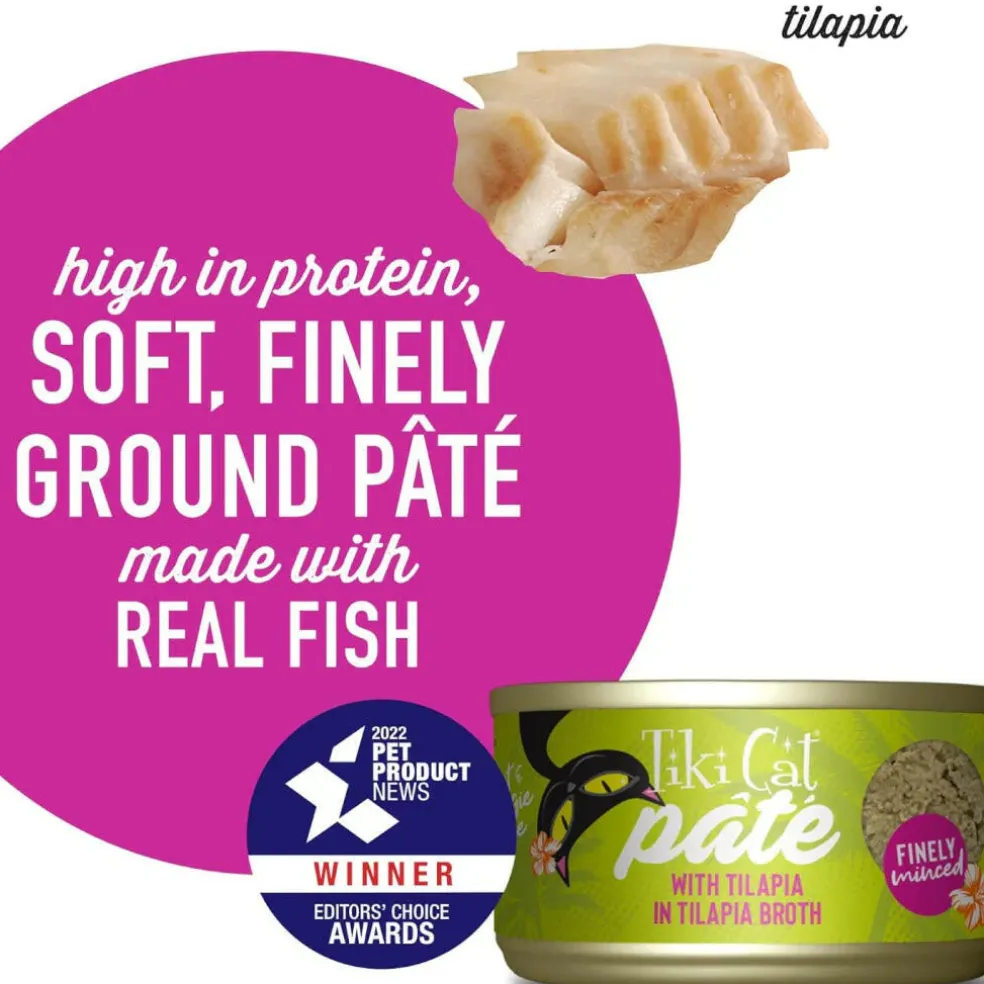 Tiki Cat Luau Tilapia Pate Grain-Free Wet Food For Cats (2.8 oz x 12 cans)