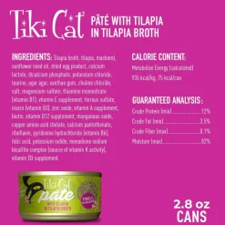Tiki Cat Luau Tilapia Pate Grain-Free Wet Food For Cats (2.8 oz x 12 cans)