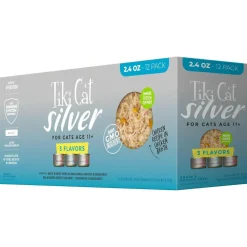 Tiki Cat Silver Grain-Free Wet Food For Cats - Variety Pack (2.4 oz x 12 pouches)
