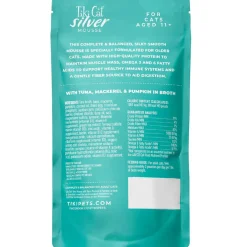 Tiki Cat Silver Mousse Tuna, Mackerel & Pumpkin Grain-Free Pate in Broth Wet Cat Food, 2.8-oz pouch, case of 12
