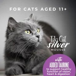 Tiki Cat Silver Mousse Tuna, Mackerel & Pumpkin Grain-Free Pate in Broth Wet Cat Food, 2.8-oz pouch, case of 12