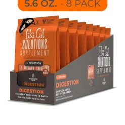Tiki Cat Solutions Supplement Digestion Chicken & Egg Recipe in Broth for Cats (0.28 oz x 20 sachets)