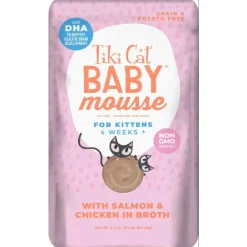 Tiki Cat Velvet Mousse Kitten Salmon Grain-Free Wet Food for Cats (2.4 oz x 12 pouches)