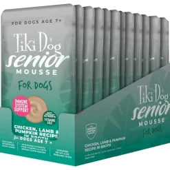Tiki Dog Senior Mousse Grain-Free Chicken, Lamb & Pumpkin in Broth Wet Dog Food, 3.5-oz pouch, case of 12