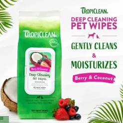 Tropiclean Deep Cleaning Berry & Coconut Deodorizing Pet Wipes (100 ct)