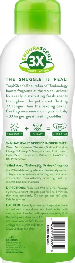 TropiClean EnduraScent Mango Kiwi Shampoo for Dogs & Cats (20 oz)