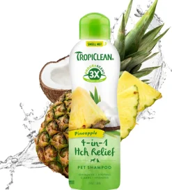 TropiClean EnduraScent Pineapple 4-in-1 Itch Relief Shampoo for Dogs & Cats (20 oz)