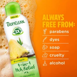 TropiClean EnduraScent Pineapple 4-in-1 Itch Relief Shampoo for Dogs & Cats (20 oz)