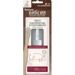 TropiClean Enticers Cleaning Gel & Toothbrush Hickory Bacon Flavor