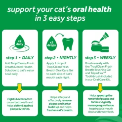 TropiClean Fresh Breath No Brushing Clean Teeth Dental & Oral Care Gel for Cats (2-oz)