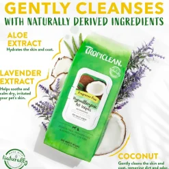 Tropiclean Hypoallergenic Deodorizing Wipes for Dogs & Cats (100 ct)