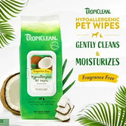 Tropiclean Hypoallergenic Deodorizing Wipes for Dogs & Cats (100 ct)