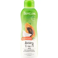 TropiClean Luxury 2-in-1 Papaya & Coconut Shampoo & Conditioner For Dogs & Cats