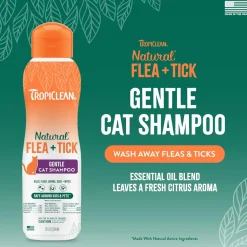 TropiClean Natural Flea + Tick Cat Shampoo (12 oz)