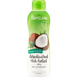 Tropiclean Oatmeal & Tea Tree Medicated Itch Relief Shampoo For Pets (20 oz)