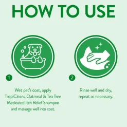 Tropiclean Oatmeal & Tea Tree Medicated Itch Relief Shampoo For Pets (20 oz)