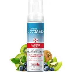 TropiClean OxyMed Hairball Relief No-Rinse Foaming Shampoo for Cats (7.4 oz)