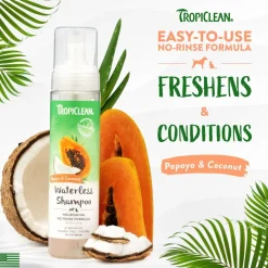 TropiClean Papaya & Coconut Waterless Shampoo For Pets (7.4 oz)