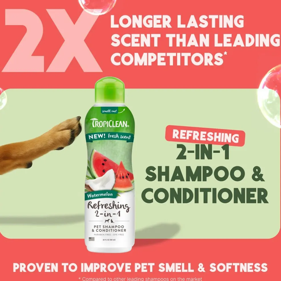 TropiClean Watermelon Refreshing 2-in-1 Shampoo & Conditioner For Dogs