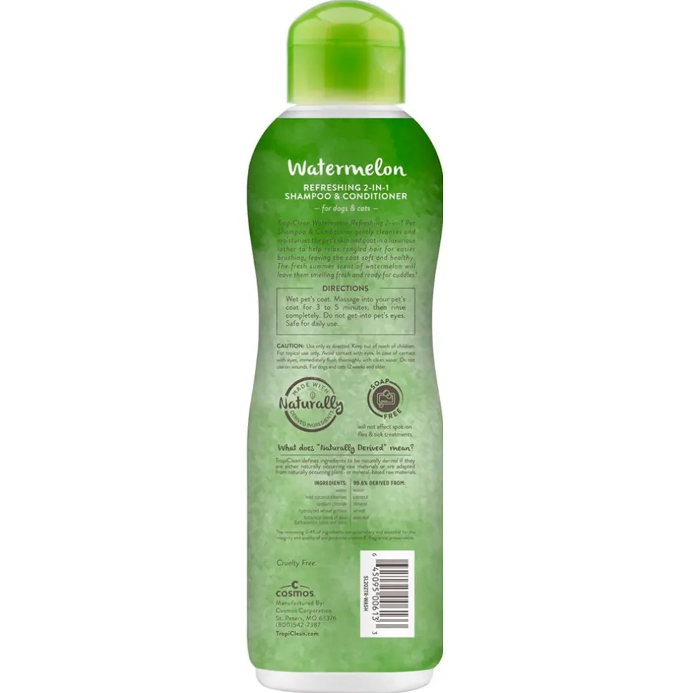 TropiClean Watermelon Refreshing 2-in-1 Shampoo & Conditioner For Dogs