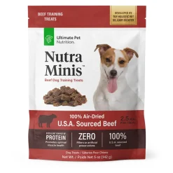 Ultimate Pet Nutrition Nutra Minis Air-Dried Beef Dog Training Treats, 5-oz