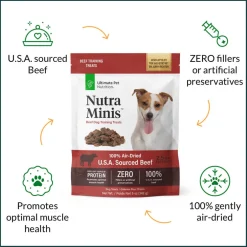 Ultimate Pet Nutrition Nutra Minis Air-Dried Beef Dog Training Treats, 5-oz