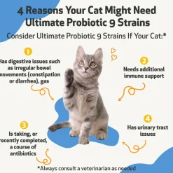 Ultimate Probiotic 9 Strains with Prebiotics for Cats (5.64 oz)