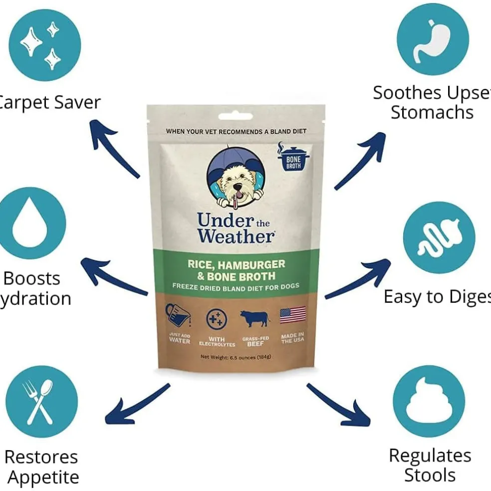 Under the Weather Rice, Hamburger & Bone Broth Freeze Dried Bland Diet for Dogs, 6-oz