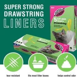 Van Ness Super Strong Drawstring Pan Liners For Cats, 5-count