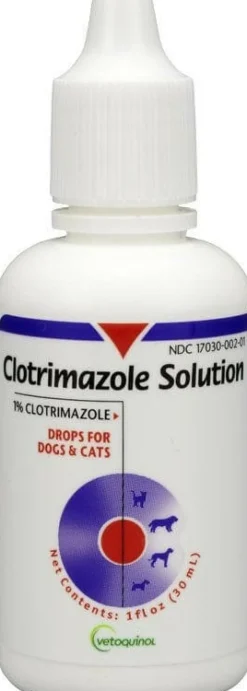 Vetoquinol Clotrimazole Antifungal Solution for Dogs and Cats (1 oz dropper)
