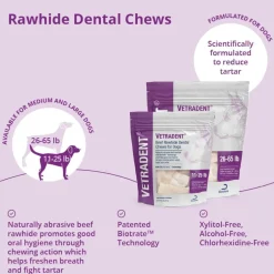 Vetradent Beef Rawhide Dental Chews for Medium Dogs (11-25 lbs)