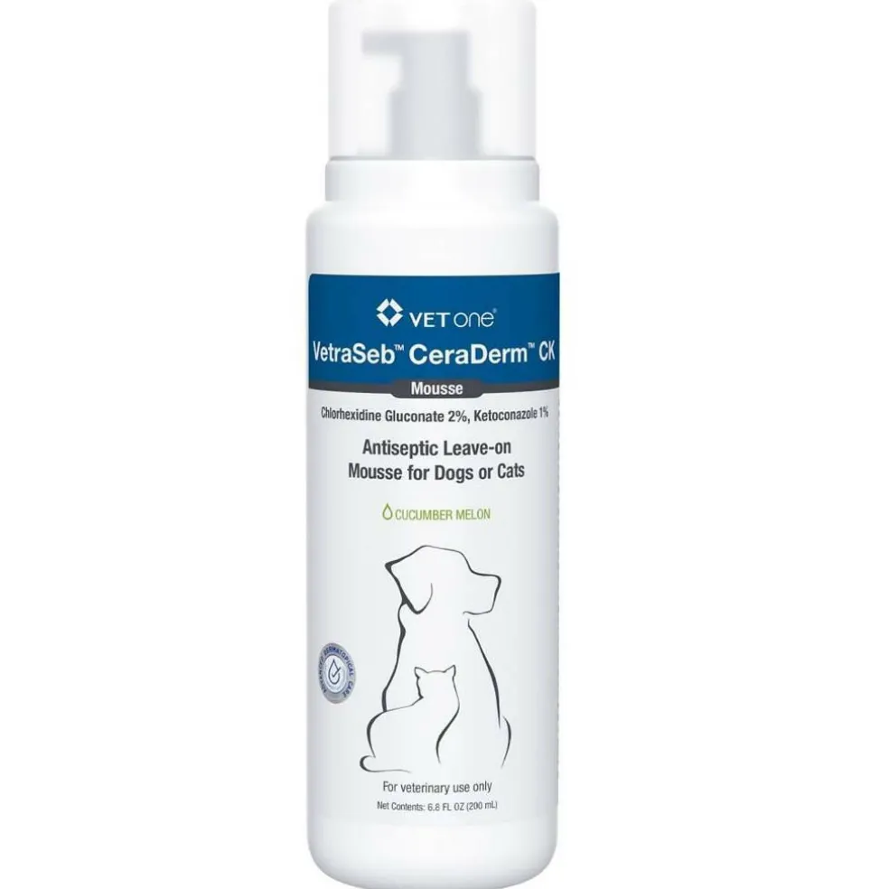 VetraSeb CeraDerm CK Antiseptic Mousse for Cats & Dogs, 6.8-oz