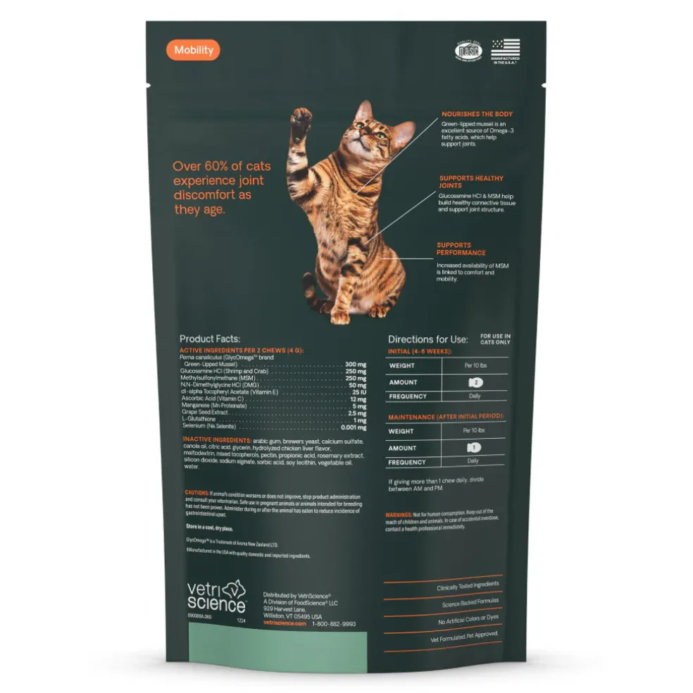 VetriScience Extra Strength Healthy Hip & Joint Chews for Cats (60 Soft Chews)