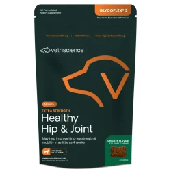 VetriScience GlycoFlex 3 Extra Strength Healthy Hip & Joint Chews for Dogs, Chicken Flavor (120 Soft Chews)