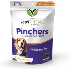 VetriScience Pinchers Pill Hiding Treats for Dogs, Peanut Butter (45 ct)