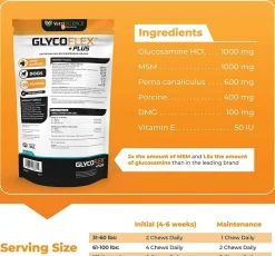 VetriScience Ultimate Strength Healthy Hip & Joint GlycoFlex Plus Soft Chews for Dogs, Duck Flavor