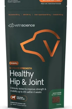 VetriScience Ultimate Strength Healthy Hip & Joint GlycoFlex Plus Soft Chews for Dogs, Duck Flavor