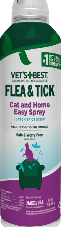 Vet's Best Flea & Tick Cat and Home Spray Cotton Spice Scent (14 oz)