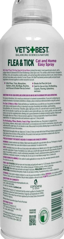 Vet's Best Flea & Tick Cat and Home Spray Cotton Spice Scent (14 oz)