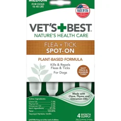 Vet's Best Flea & Tick Spot Treatment for Medium Dogs 16-40 lbs (4 doses)