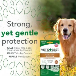 Vet's Best Flea & Tick Spot Treatment for Medium Dogs 16-40 lbs (4 doses)