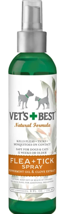 Vet's Best Natural Flea + Tick Spray For Dogs & Cats (8 oz)