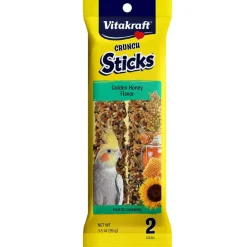 Vitakraft Crunch Sitcks Golden Honey Flavor Treats for Cockatiels, 2 Sitcks