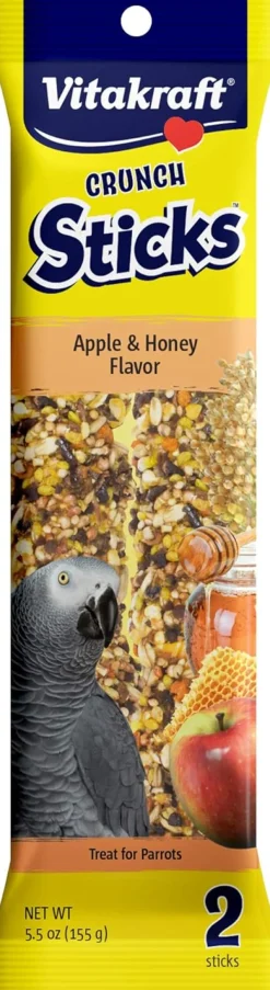 Vitakraft Crunch Sticks Apple & Honey Flavor Treats for Parrots, 2 Sitcks