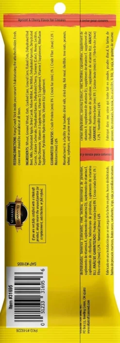 Vitakraft Crunch Sticks Apricot & Cherry Flavor Treats for Conures, 2 Sitcks