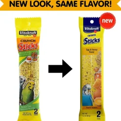 Vitakraft Crunch Sticks Egg & Honey Flavor Treats for Parakeets, 2 Sitcks