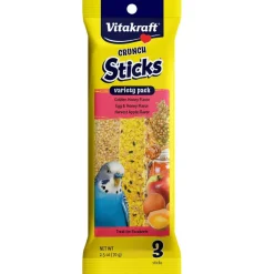 Vitakraft Crunch Sticks Honey, Egg & Apple Variety Pack Treats for Parakeets, 3 Sitcks